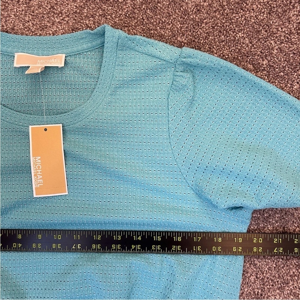 Michael Kors Women's Short Sleeves Turquoise Top Size M - Medium - NWT $98 - Picture 9 of 15